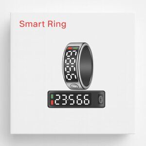 Smart Ring with LED Display - Silver, Size 8 NIB